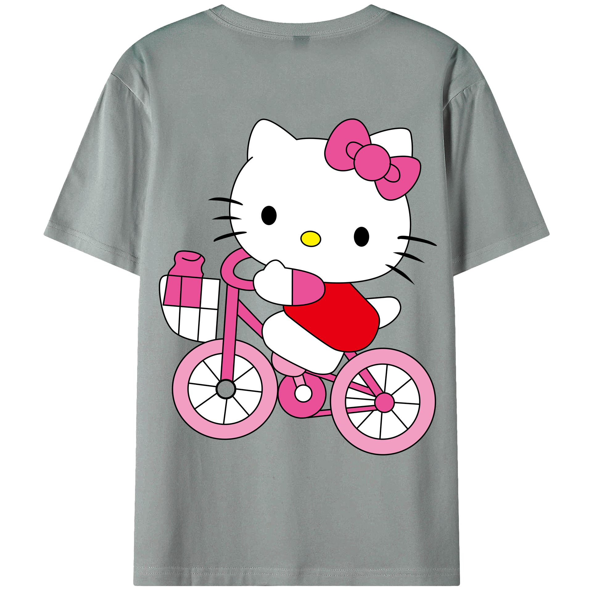 （画像用） Hello Kitty ハローキティ 綿100％ メンズ半袖Tシャツ（バックプリント） 通気性